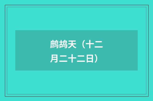 鹧鸪天（十二月二十二日）