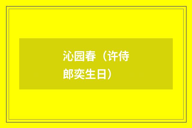 沁园春（许侍郎奕生日）