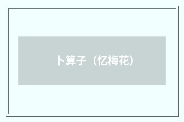 卜算子（忆梅花）