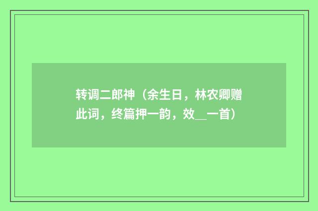 转调二郎神（余生日，林农卿赠此词，终篇押一韵，效＿一首）