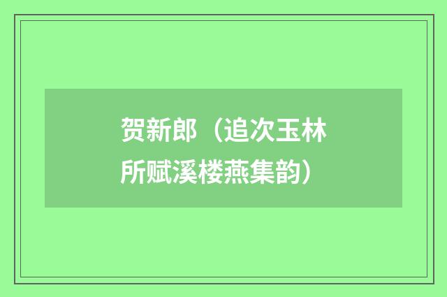 贺新郎（追次玉林所赋溪楼燕集韵）