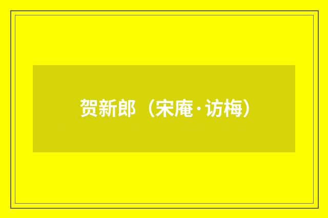 贺新郎（宋庵·访梅）
