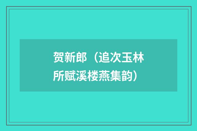 贺新郎（追次玉林所赋溪楼燕集韵）