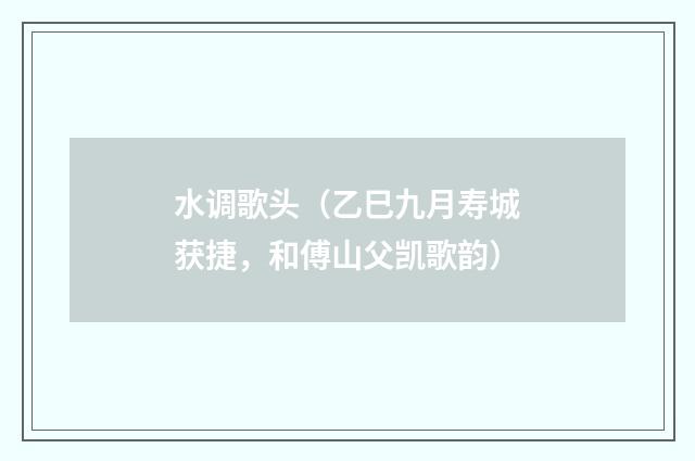 水调歌头（乙巳九月寿城获捷，和傅山父凯歌韵）