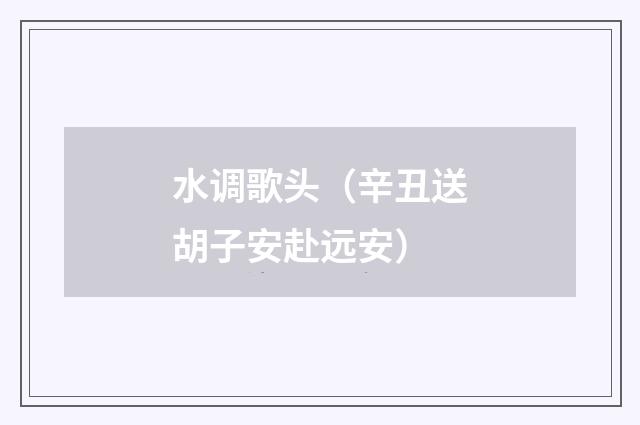 水调歌头（辛丑送胡子安赴远安）