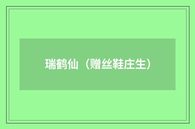 瑞鹤仙（赠丝鞋庄生）
