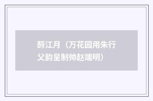 酹江月（万花园用朱行父韵呈制帅赵端明）