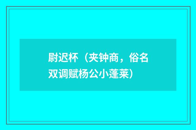 尉迟杯（夹钟商，俗名双调赋杨公小蓬莱）