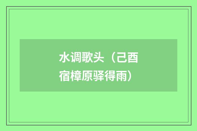 水调歌头（己酉宿樟原驿得雨）