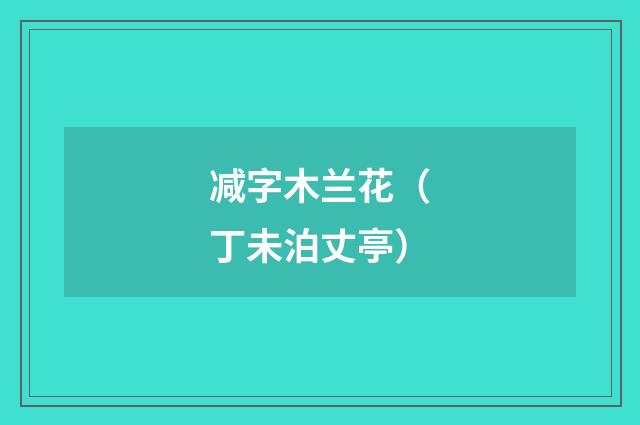 减字木兰花（丁未泊丈亭）