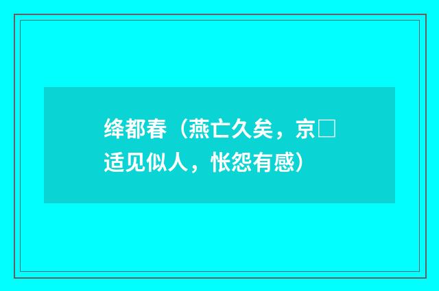绛都春（燕亡久矣，京□适见似人，怅怨有感）