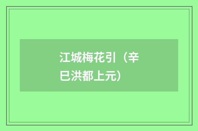江城梅花引（辛巳洪都上元）