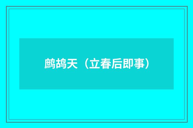 鹧鸪天（立春后即事）