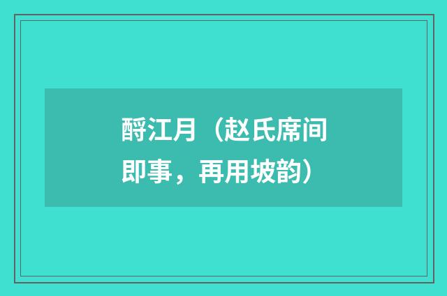 酹江月（赵氏席间即事，再用坡韵）