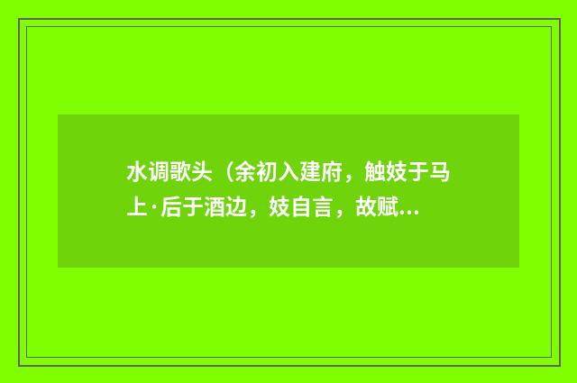 水调歌头（余初入建府，触妓于马上·后于酒边，妓自言，故赋之）