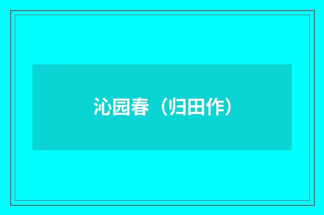 沁园春（归田作）