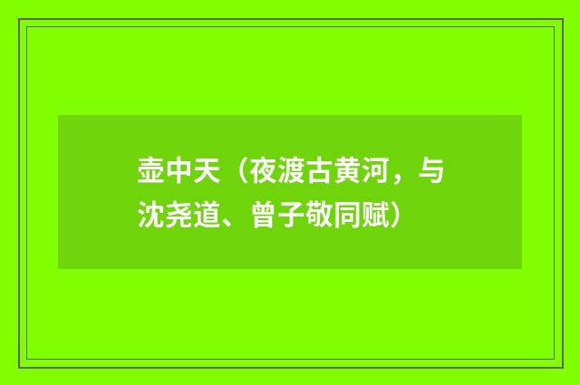 壶中天（夜渡古黄河，与沈尧道、曾子敬同赋）