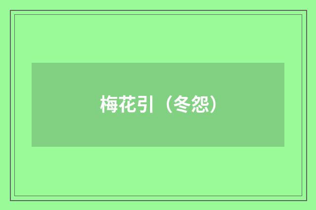 梅花引（冬怨）