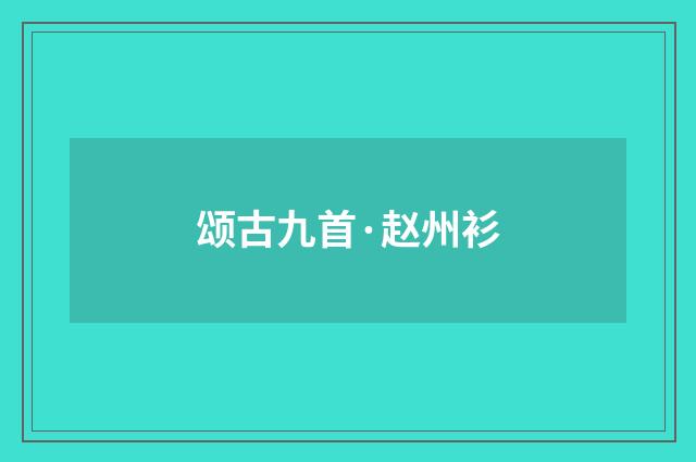 颂古九首·赵州衫