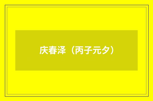庆春泽（丙子元夕）