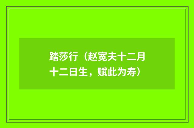 踏莎行（赵宽夫十二月十二日生，赋此为寿）