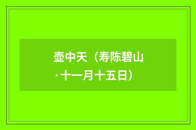 壶中天（寿陈碧山·十一月十五日）
