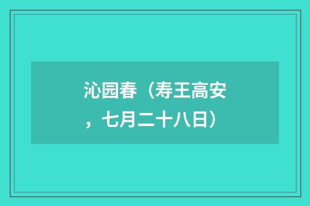 沁园春（寿王高安，七月二十八日）