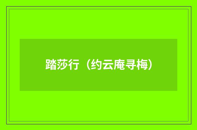 踏莎行（约云庵寻梅）