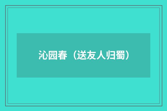 沁园春（送友人归蜀）