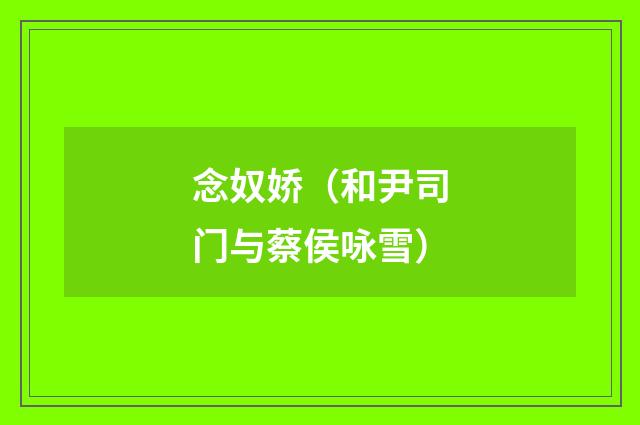 念奴娇（和尹司门与蔡侯咏雪）