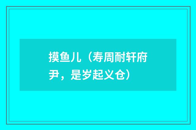 摸鱼儿（寿周耐轩府尹，是岁起义仓）