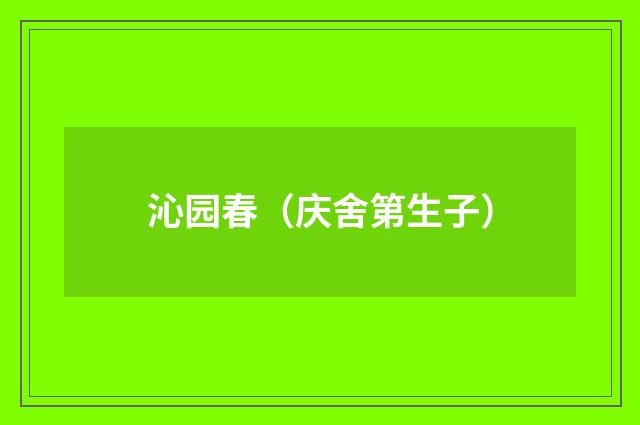 沁园春（庆舍第生子）