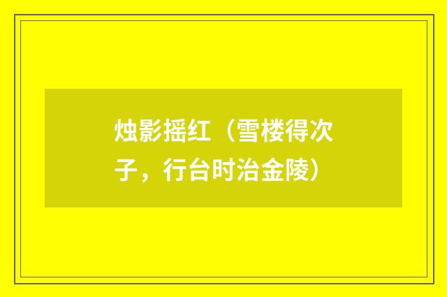 烛影摇红（雪楼得次子，行台时治金陵）
