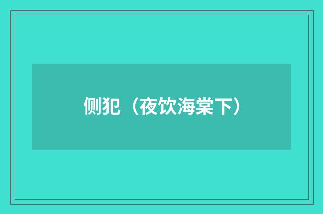 侧犯（夜饮海棠下）