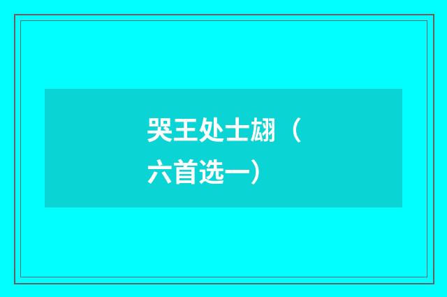 哭王处士翃（六首选一）