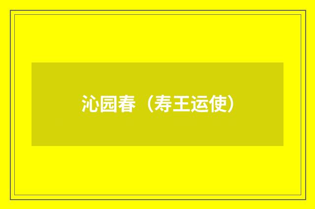 沁园春（寿王运使）