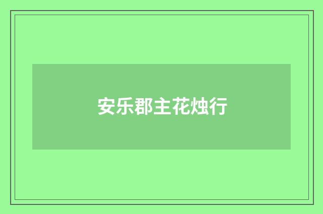 安乐郡主花烛行