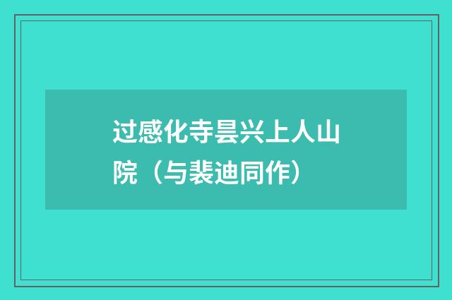 过感化寺昙兴上人山院（与裴迪同作）
