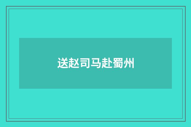 送赵司马赴蜀州