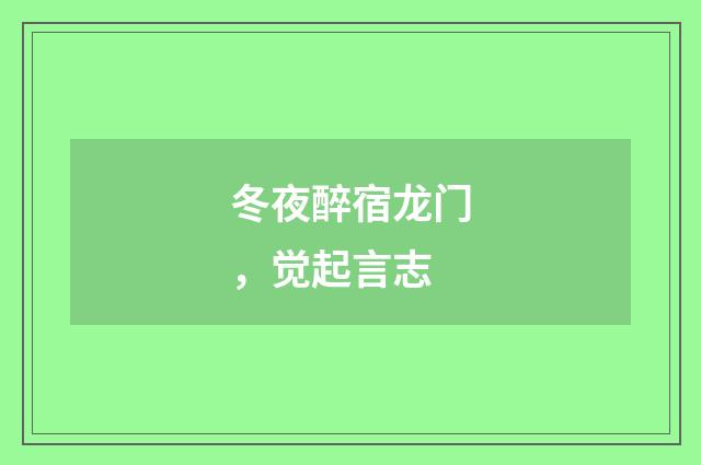 冬夜醉宿龙门，觉起言志