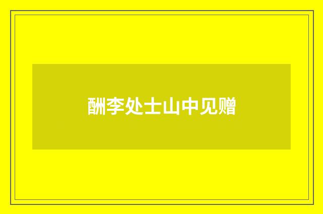 酬李处士山中见赠