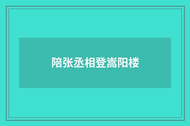 陪张丞相登嵩阳楼