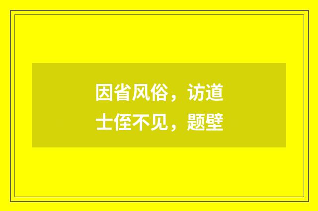 因省风俗，访道士侄不见，题壁