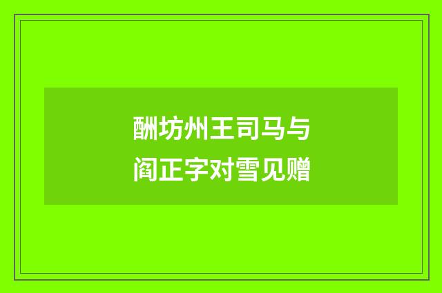 酬坊州王司马与阎正字对雪见赠