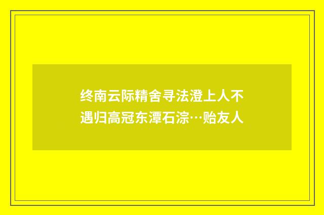 终南云际精舍寻法澄上人不遇归高冠东潭石淙…贻友人