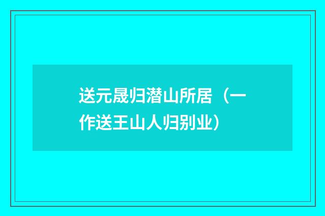 送元晟归潜山所居（一作送王山人归别业）