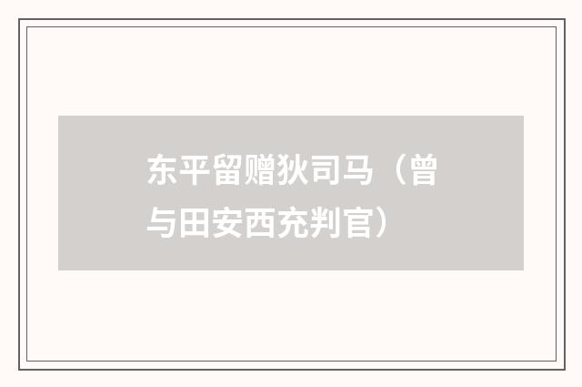东平留赠狄司马（曾与田安西充判官）