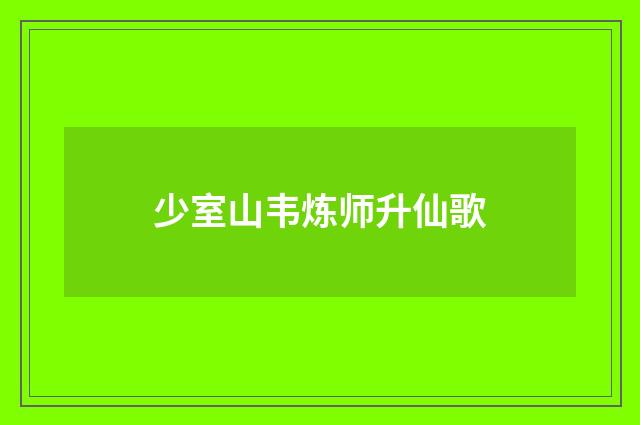 少室山韦炼师升仙歌