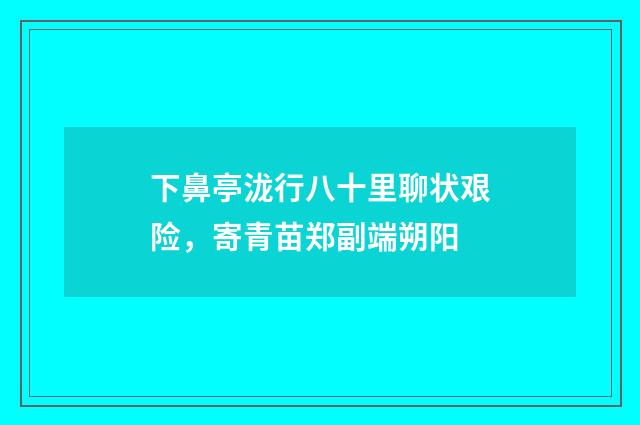 下鼻亭泷行八十里聊状艰险，寄青苗郑副端朔阳