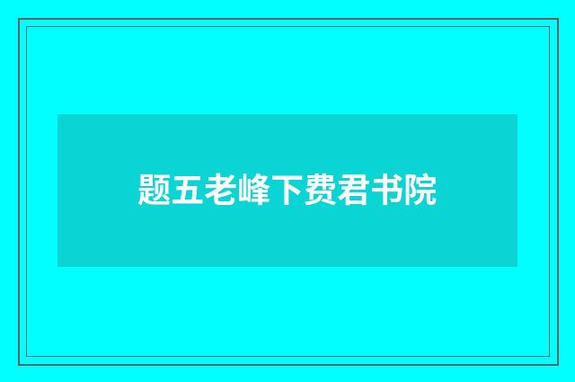 题五老峰下费君书院